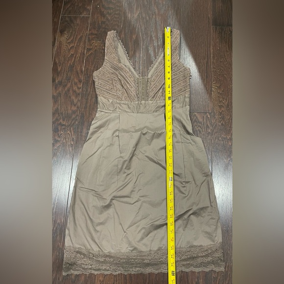 ANTHROPOLOGIE MOULINETTE SOEURS Size 2 Brown Gertie Lace Dress V Neck Pockets - Picture 2 of 8